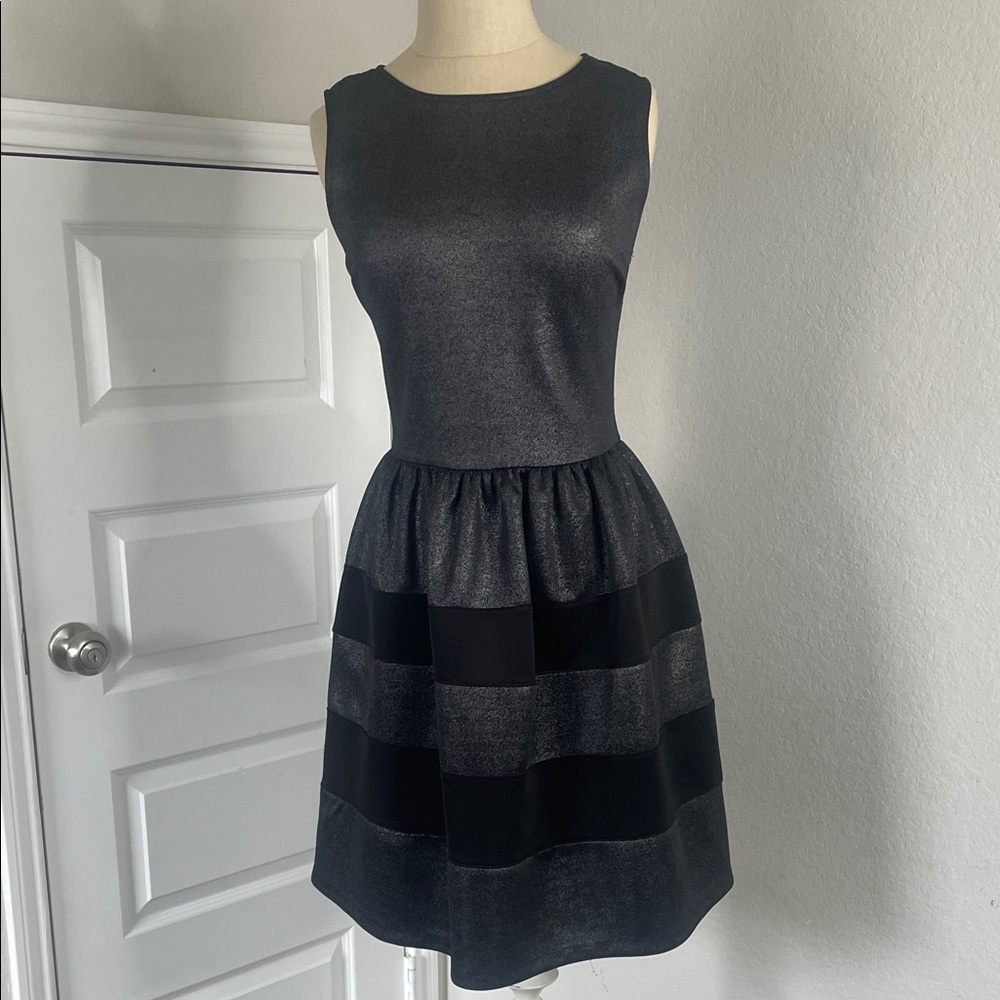 Lord & Taylor Charcoal and Black Mini Dress